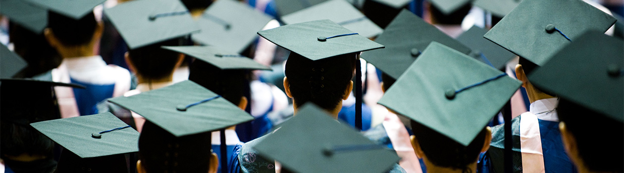 The photo shows several people from behind. They are all wearing a doctor's hat.